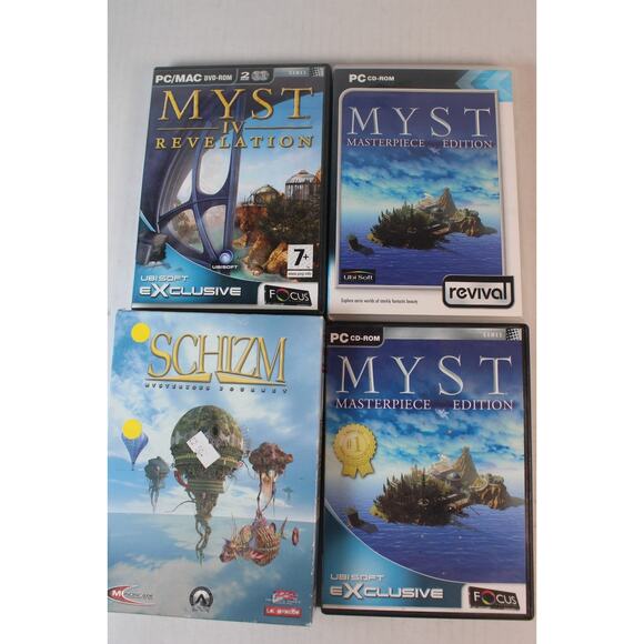 4 games: 2 Myst Games, Myst 4, Schizm (Personal Computer PC) authentic, nice - Picture 1 of 8